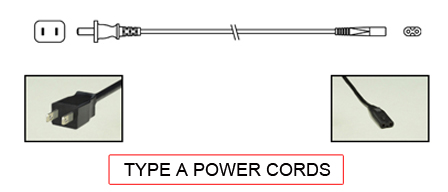 TYPE A power cords are used in the following Countries:
<br>
Primary Countries known for using TYPE A power cords is the United States, Canada, Taiwan, Japan and Jamaica.

<br>Additional Countries that use TYPE A power cords are American Samoa, Anguilla, Antigua & Barbuda, Aruba, Bahamas, Barbados, Belize, Bermuda, Bolivia, British Virgin Islands, Cayman Islands, Columbia, Costa Rica, Cuba, Dominican Republic, Ecuador, El Salvador, Guam, Guatemala, Guyana, Haiti, Honduras, Liberia, Mariana Islands, Marshall Islands, Mexico, Micronesia, Midway Islands, Montserrat, Nicaragua, Palau, Panama, Peru, Philippines, Puerto Rico, Trinidad & Tobago, Turks & Caicos Islands, US Virgin Islands, Venezuela, Wake Island.

<br><font color="yellow">*</font> Additional Type A Electrical Devices:

<br><font color="yellow">*</font> <a href="https://internationalconfig.com/icc6.asp?item=TYPE-A-CONNECTORS" style="text-decoration: none">Type A Connectors</a> 

<br><font color="yellow">*</font> <a href="https://internationalconfig.com/icc6.asp?item=TYPE-A-PLUGS" style="text-decoration: none">Type A Plugs</a> 

<br><font color="yellow">*</font> <a href="https://internationalconfig.com/icc6.asp?item=TYPE-A-CONNECTORS" style="text-decoration: none">Type A Connectors</a> 

<br><font color="yellow">*</font> <a href="https://internationalconfig.com/icc6.asp?item=TYPE-A-OUTLETS" style="text-decoration: none">Type A Outlets</a> 

<br><font color="yellow">*</font> <a href="https://internationalconfig.com/icc6.asp?item=TYPE-A-POWER-STRIPS" style="text-decoration: none">Type A Power Strips</a>

<br><font color="yellow">*</font> <a href="https://internationalconfig.com/icc6.asp?item=TYPE-A-ADAPTERS" style="text-decoration: none">Type A Adapters</a>

<br><font color="yellow">*</font> <a href="https://internationalconfig.com/worldwide-electrical-devices-selector-and-electrical-configuration-chart.asp" style="text-decoration: none">Worldwide Selector. View all Countries by TYPE.</a>

<br>View examples of TYPE A power cords below.